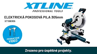 XTLINE Elektrická pokosová pila s pojezdem a laserem 305 mm, 2000 W