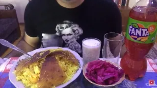 ASMR Pilaf (Plov) with chicken and gazmag - national Azerbaijani food