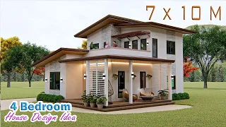 Small House Design | 7 x 10 Meters | 4 Bedroom | Simple Life in a Farmhouse