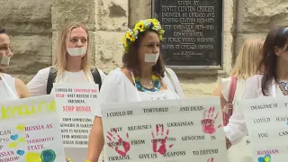 Human Chain Protest against the War in Ukraine takes place in downtown Chicago