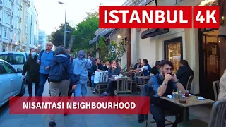 Istanbul Nisantasi Neighbourhood Night Walking Tour 9 November 2021|4k UHD 60fps|