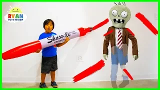 Ryan Pretend Play Doddle Hide and Seek with Plants vs Zombies, Dinosaurs and Incredibles 2!!!