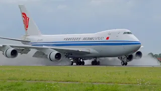 33 HEAVY WET LANDINGS | A340, B747-8F, A350, A300F | Amsterdam Schiphol Airport Spotting