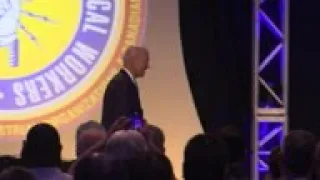 Biden jokes about giving hugs in pro-union speech