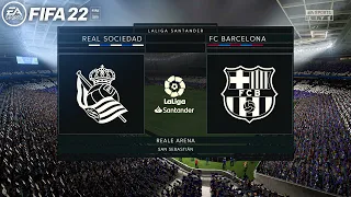 FIFA 22 PS5 - Real Sociedad Vs Barcelona - La liga 21/22 Predictions - 4K Gameplay & Full match