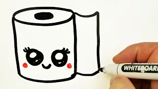 How to Draw a Cute Toilet Paper Easy 🧻 Drawing on a Whiteboard