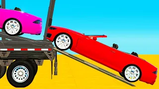 Cabriolet Stunts | Superheroes & Spiderman Car Transportation - GTA 5 Mods