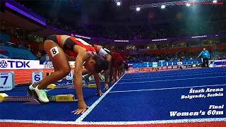 Women's 60m Final.  Štark Arena, Belgrade, Serbia.  March 18, 2022.