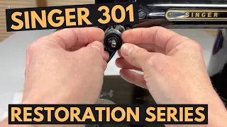 How to remove the tension assembly and needle bar on a Singer 301: Singer Restoration Series Part 4