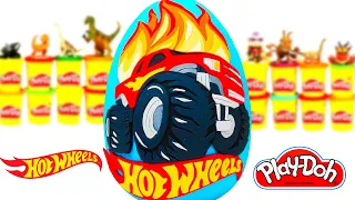 Huevo Sorpresa Gigante de Hot Wheels en Español Latino de Plastilina Play Doh