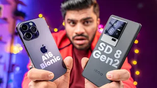 {SD 8Gen2 vs A16 Bionic} - iPhone 14 Pro vs iQOO 11 Speed Test Comparison - APPLE VS ANDROID 😍😍😍