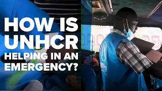 How does UNHCR help people fleeing DRC to Uganda?