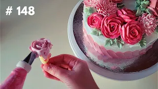 Украшение Торта Кремовыми Цветами в Малазийской Технике. Идея украшения торта белковым кремом #148