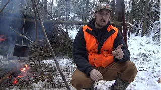 Building a Fire Wall to Improve Our Winter Survival Shelter | Rabbit Bacon |