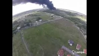 Пожар на нефтебазе под Киевом. Видео с дрона