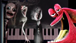 Kraken Theme - Hotel Transylvania 3 / ONE FINGER piano tutorial with Trevor Henderson's creatures