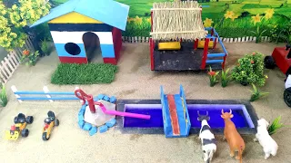 Diy How To Make Cow Shed House | DIY tractor Farm Diorama with house for cow, pig @sanofarmer