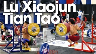 Lu Xiaojun & Tian Tao Front & Back Squatting 2015 World Weightlifting Championships