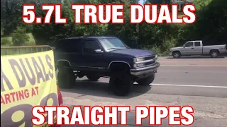 1997 Chevy Tahoe 5.7L V8 TRUE DUAL EXHAUST  w/ Straight Pipes!!