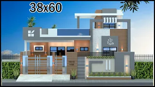 38'-0"X60'-0" West Facing House Design With Vastu | 38x60  Modern Villa Design | Gopal Architecture