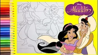 Coloring Disney Aladdin and Princess Jasmine -  Coloring Pages for kids