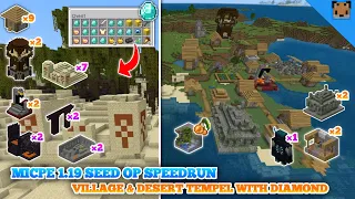 Minecraft pe 1.19 Seed  - Village & Desert temple with Diamond - Ancientcity & Mangrove swamp!!