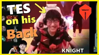 Knight smiling after Jackeylove thanks him for his 1v9 #lpl