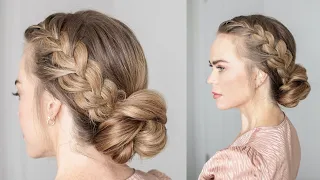 BRAIDED KNOT BUN UPDO | Cute Hairstyles for Medium Long Hair