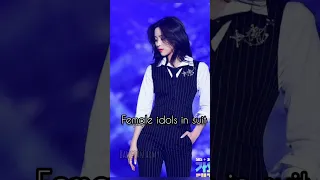 Female idols in dress vs in suit🖤✨#kpop