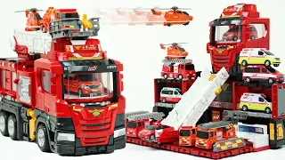 월드카 변신소방차 총출동! 대형 소방차에서 소방본부로 변신 World Car transforming fire truck