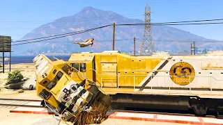 Can Franklin Stop The Train in GTA 5? - FUNNY MOMENTS 😂😂😂