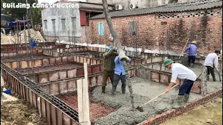 Techniques For Building A Solid House Foundation With Ssolid Reinforcement And Modern Concrete Pumps