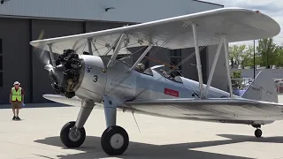 Boeing PT-17 Stearman Kaydet Start up, Taxi and take off