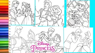 Coloring Disney Princes & Princesses Ariel Cinderella Jasmine Aladdin -  Coloring Pages for kids