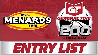 2023 ARCA Menards Series General Tire 200 at Talladega Entry List (All Paint Schemes)