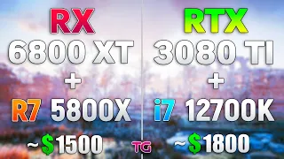RX 6800 XT + Ryzen 7 5800X vs RTX 3080 Ti + i7 12700K - Test in 1080p & 4K