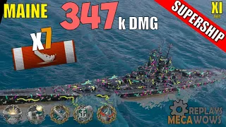 SUPERSHIP Maine 7 Kills & 347k Damage | World of Warships Gameplay