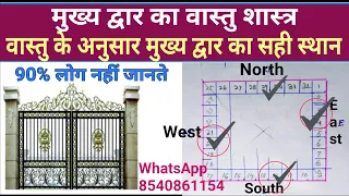 वास्तु के अनुसार मुख्य द्वार कहां होना चाहिए | main gate vastu | vastu for main Door | 16 जोन वास्तु