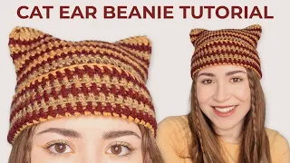 Cat Ear Beanie Crochet Tutorial (Sack Hat)