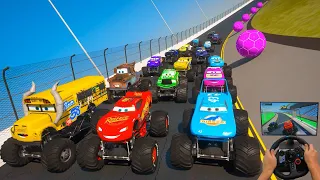 Race Cars Daytona Monster Trucks   McQueen Monster Truck Mater Miss Fritter The King & Friends