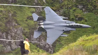 USAF F-15 Eagles F-35s A400 and Osprey Low level in Mach Loop  Wales