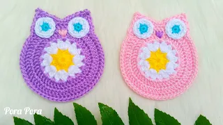 Crochet Owl Coaster I Crochet Animal Coaster I Crochet Owl Applique