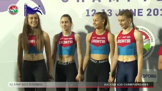 4x100m Ž, zlato i U20 rekord Hrvatske   Prvenstvo Balkana za juniore i juniorke 2021 - ISTAMBUL - TR