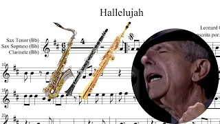 Partitura | Hallelujah (Leonard Cohen) | Sax Tenor, Soprano, Clarinete