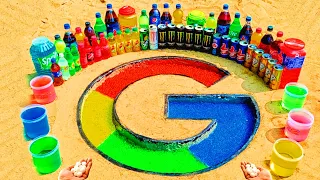 How to make Google logo with Orbeez, Cement, Fanta, Mirinda, 7up, Mtn Dew, Big Coca Cola vs Mentos