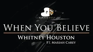 Whitney Houston Ft. Mariah Carey - When You Believe - Piano Karaoke / Sing Along Cover with Lyrics