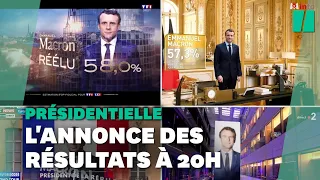 Comment les chaînes télé ont annoncé la réélection d'Emmanuel Macron