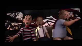Monster House 2006 - police cop car gets eaten by angry monster house