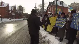 Pro EuroMaidan Jan 26 Demonstration and Memorial Service at Ukrainian Embassy in Ottawa. 2014.