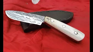 Bladesmithing - Forged cable damascus with Band saw blade bird and trout knife